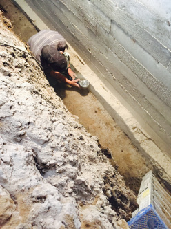 Foundation footings repairs prior to waterproofing